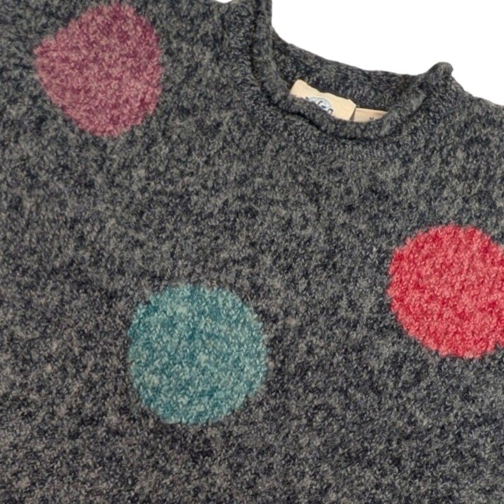 Pasta Vintage Polka Dot Knit Sweater Vest Gray Wool Blend Size M
